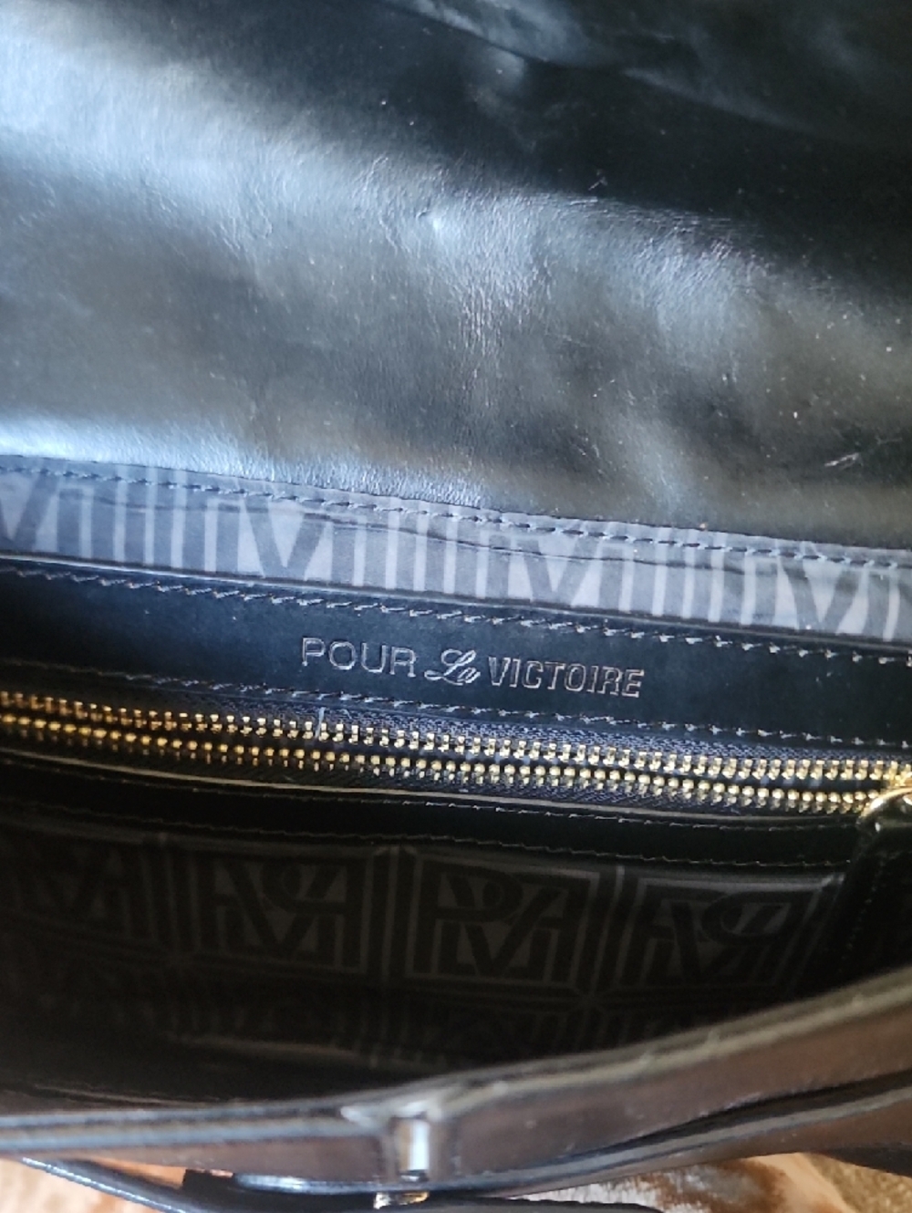 Pour La Victoire Black Leather Envelope Clutch Belt Detail Foldover Handbag - Picture 7 of 9